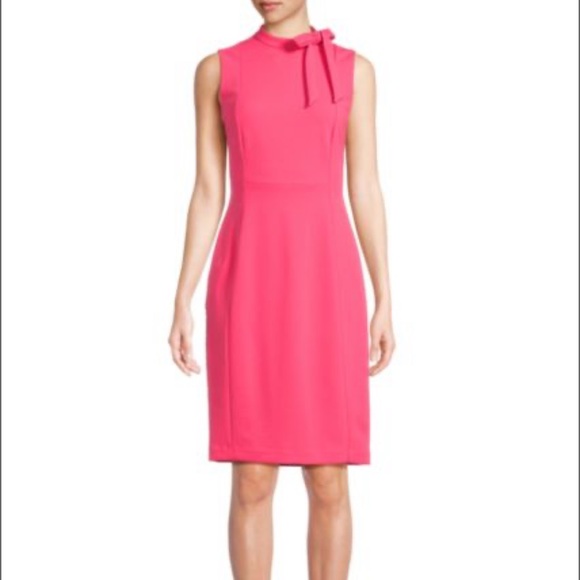Calvin Klein womens pink midi dress with bow - Picture 7 of 7